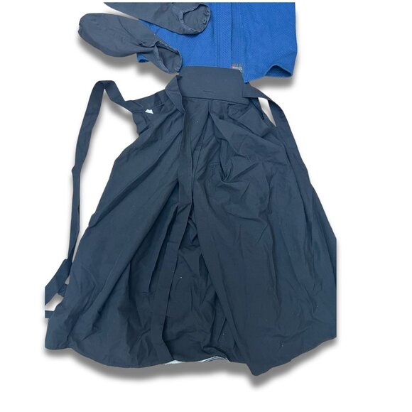 Samurai Halloween Costume Set With Blue Kimono Black Hakama Pants Tabi Socks & S - Picture 3 of 9